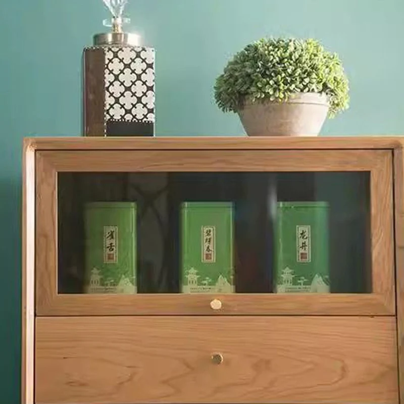 Modern Minimalist Trapezoid Pine Wood Plywood Large Capacity Sideboard 4-Drawer For Dining Room