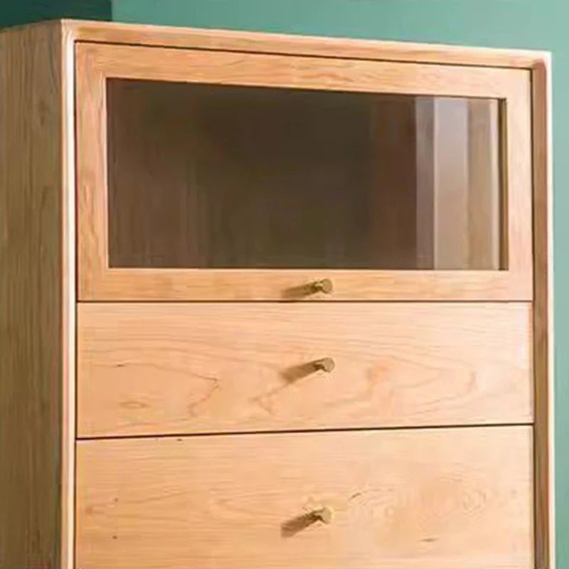 Modern Minimalist Trapezoid Pine Wood Plywood Large Capacity Sideboard 4-Drawer For Dining Room
