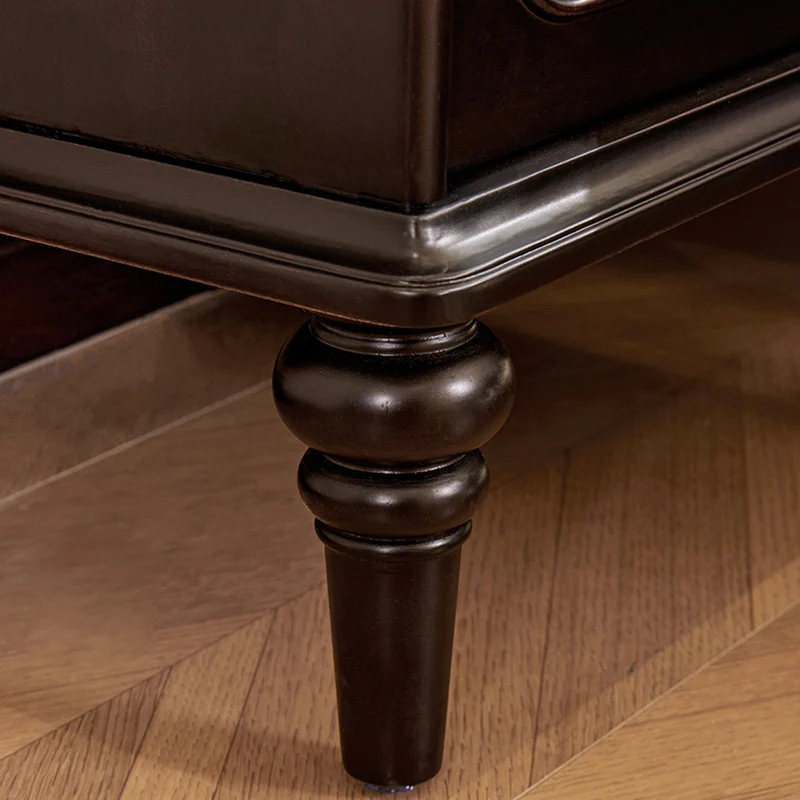 Traditional Vintage Rectangular Mahogany Rubberwood Multi-Layer Plywood Nightstand 2-Drawer For Bedroom