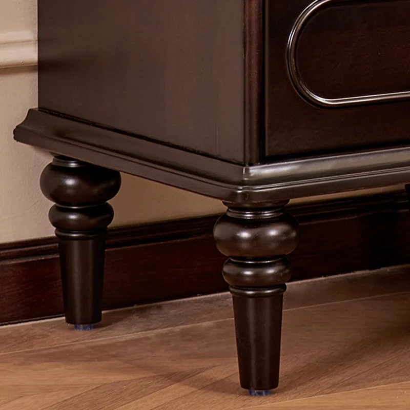Traditional Vintage Rectangular Mahogany Rubberwood Multi-Layer Plywood Nightstand 2-Drawer For Bedroom