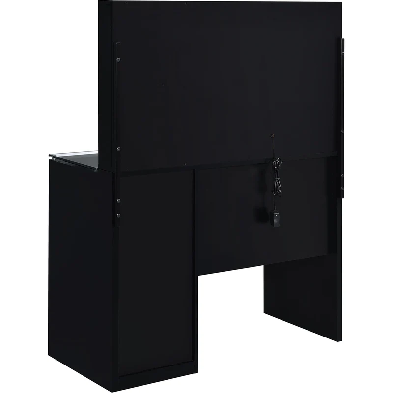 Coaster Furniture Flora 930219 2-drawer Vanity Set with LED Mirror - Black High Gloss