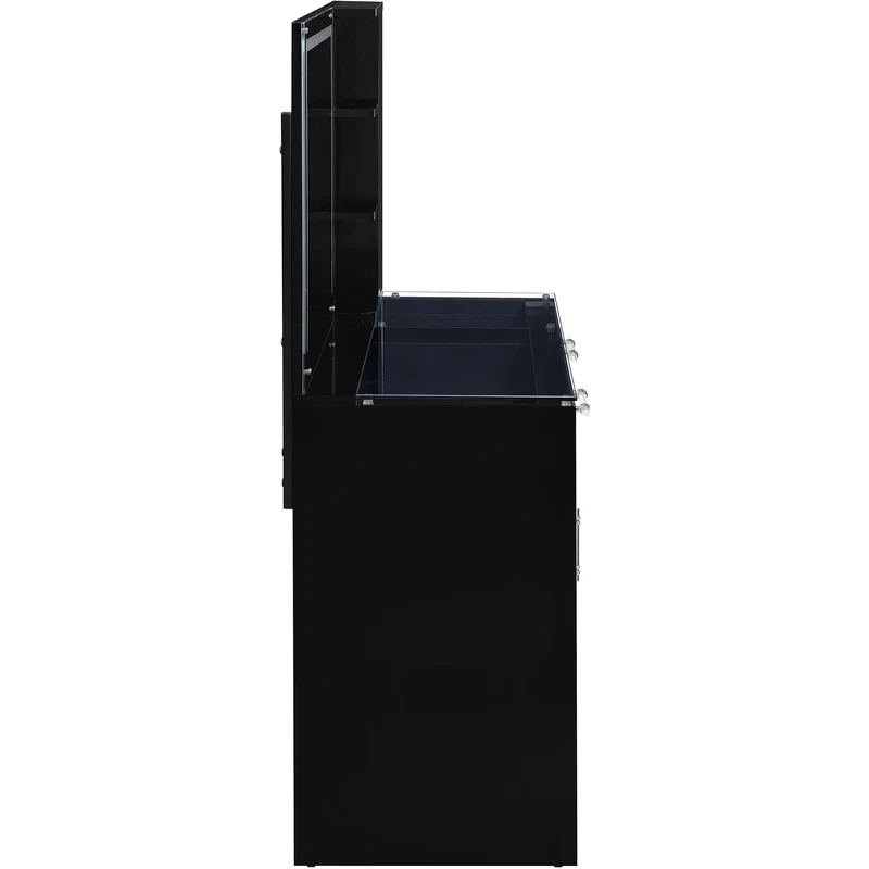 Coaster Furniture Flora 930219 2-drawer Vanity Set with LED Mirror - Black High Gloss