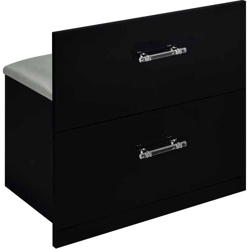 Coaster Furniture Flora 930219 2-drawer Vanity Set with LED Mirror - Black High Gloss