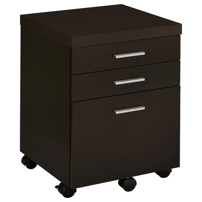 Coaster Furniture Skylar 800891-S4 2-Piece Home Office Set L-Shape Desk With File Cabinet - Cappuccino