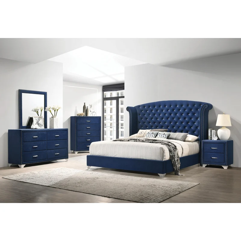 Coaster Furniture Melody 223372 Upholstered 2-Drawer Nightstand - Pacific Blue