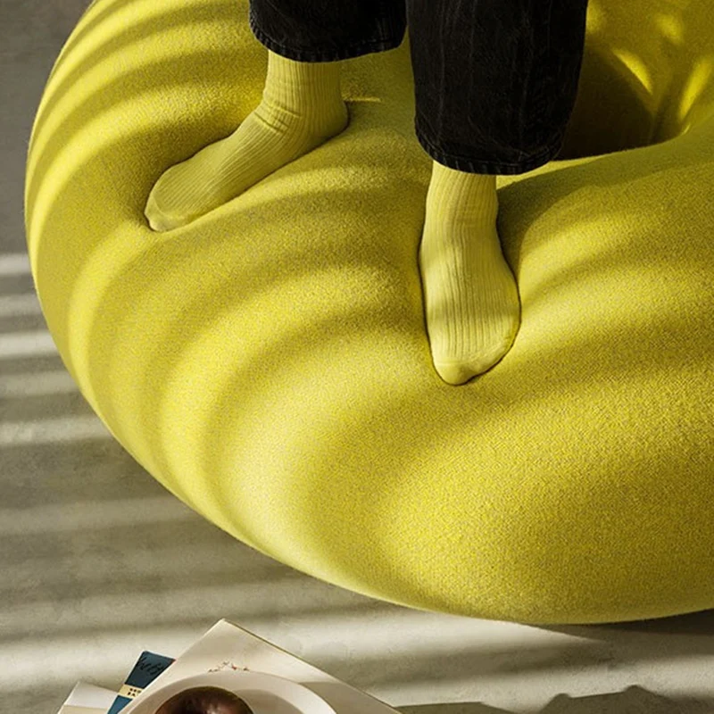 Contemporary Creative Donut-Shaped Velvet Accent Chair Backless Armless For Living Room