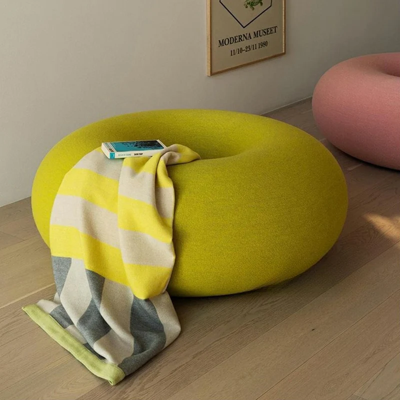 Contemporary Creative Donut-Shaped Velvet Accent Chair Backless Armless For Living Room