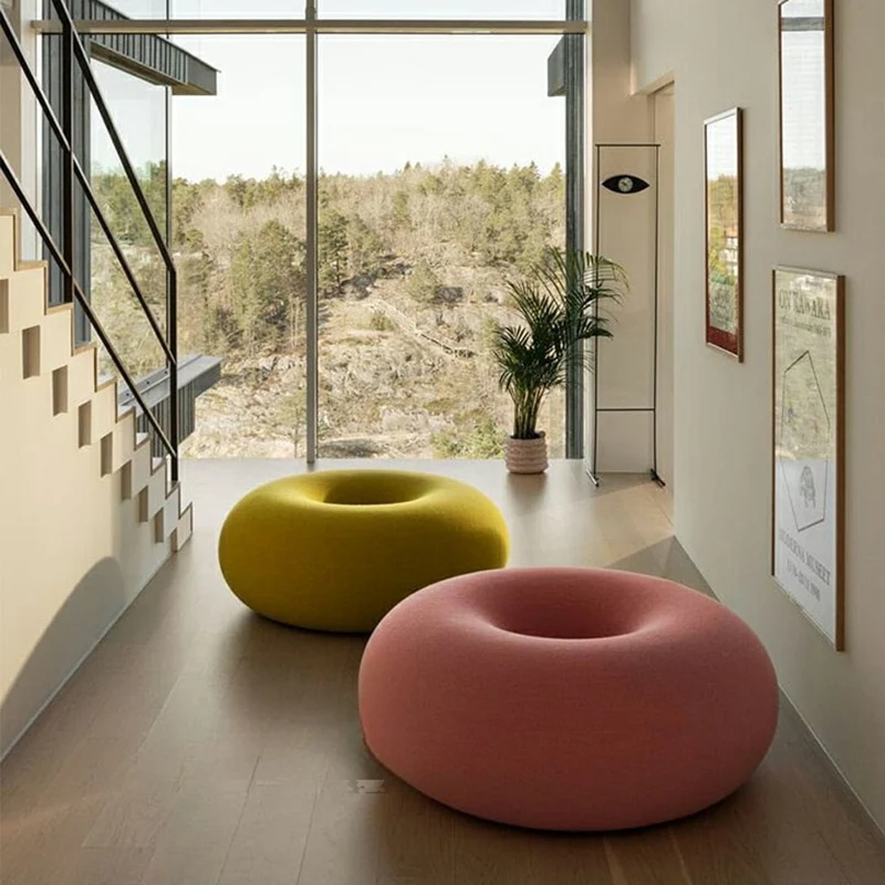 Contemporary Creative Donut-Shaped Velvet Accent Chair Backless Armless For Living Room