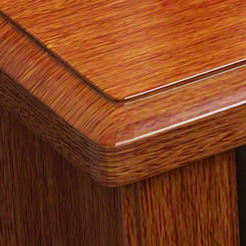 Traditional Chinese Walnut Wood Metal Rounded Square Nightstand 2-Drawer For Bedroom