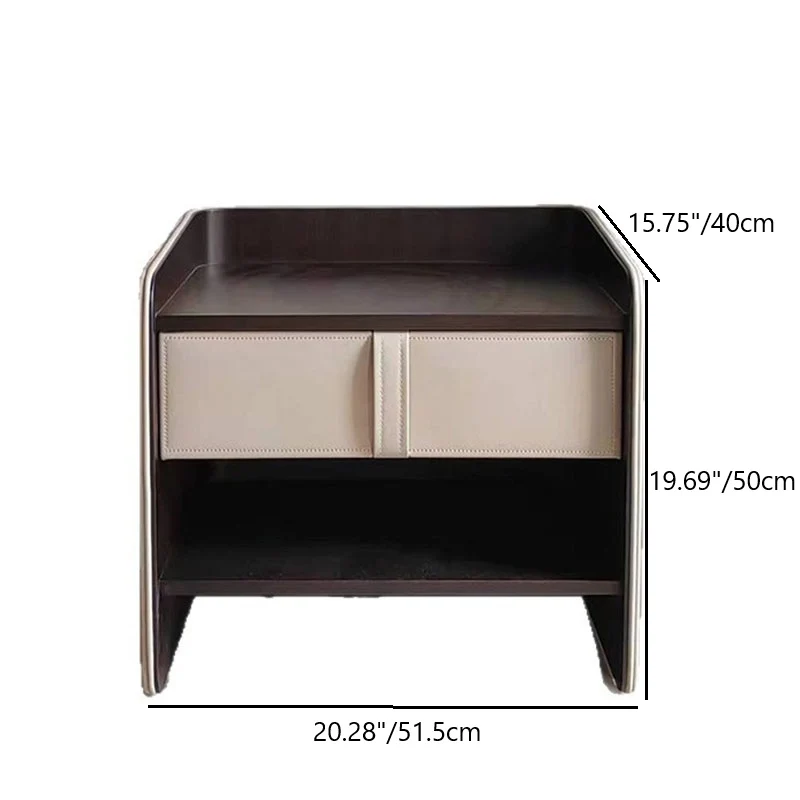 Contemporary Creative Faux Leather Medium-Density Fiberboard Rounded Square Curved Nightstand 1-Drawer For Bedroom