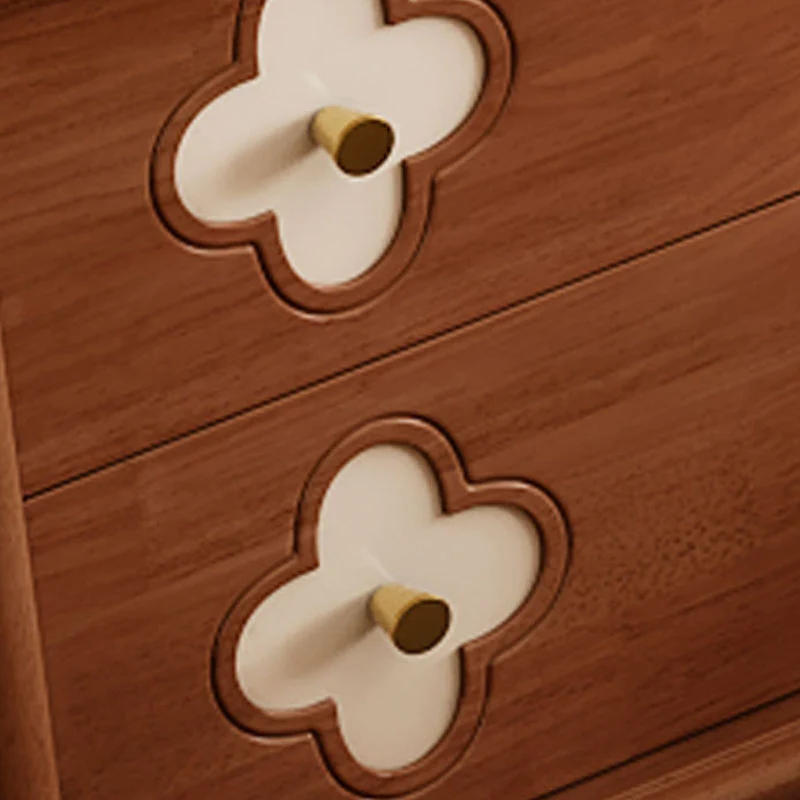 Traditional French Rubberwood & Metal Clover-Shaped Square Nightstand 2-Drawer For Bedroom