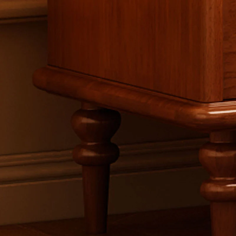 Traditional French Rubberwood & Metal Clover-Shaped Square Nightstand 2-Drawer For Bedroom