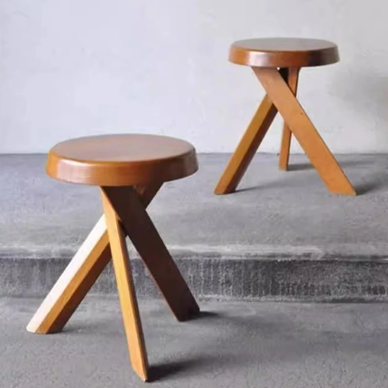 Traditional Vintage Rubberwood Round Cross Side Table 1 Tier For Living Room