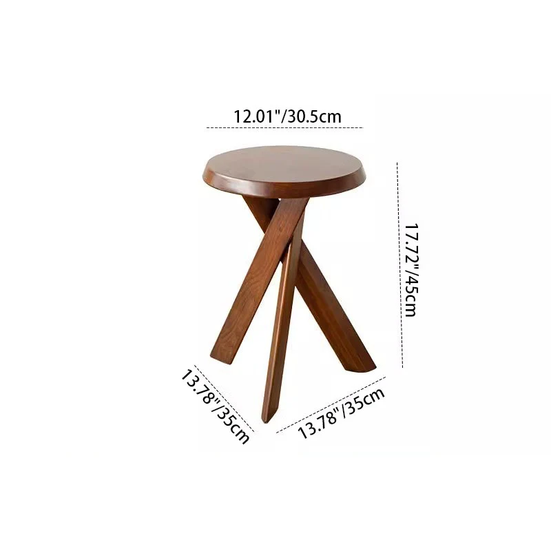 Traditional Vintage Rubberwood Round Cross Side Table 1 Tier For Living Room