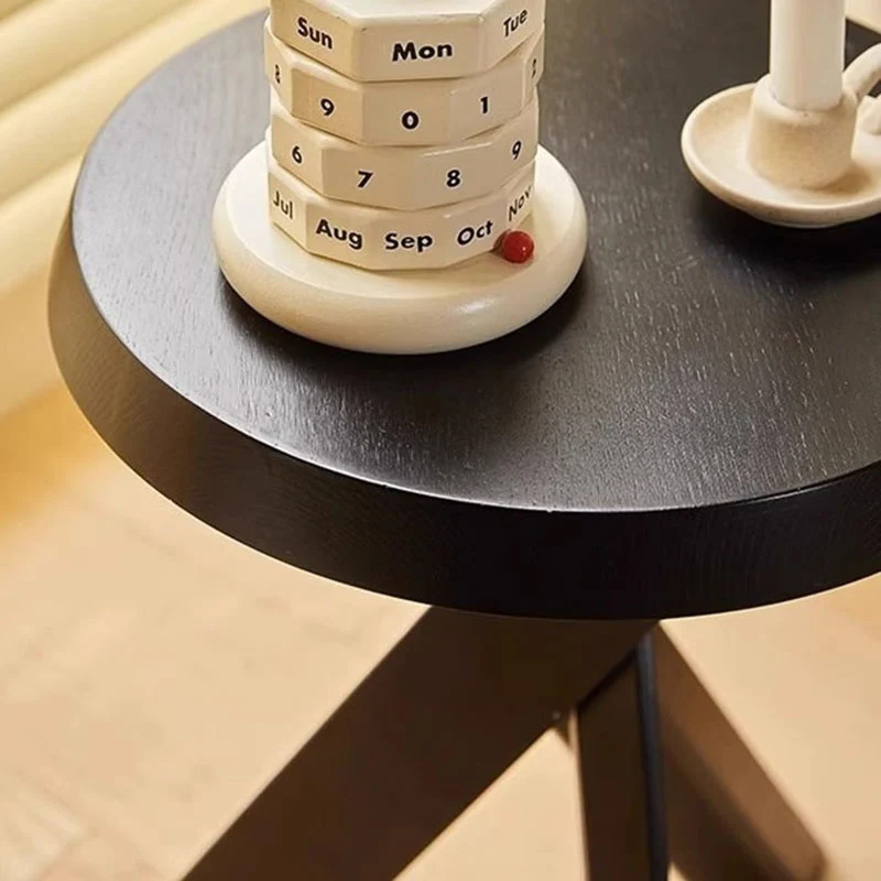 Traditional Vintage Rubberwood Round Cross Side Table 1 Tier For Living Room