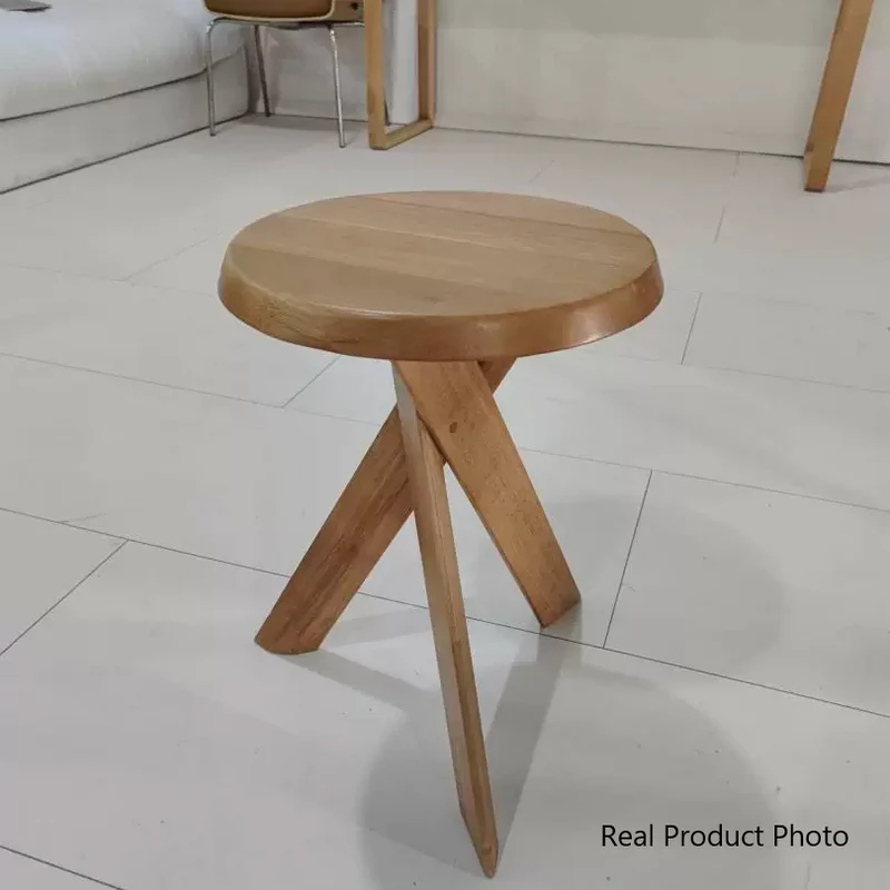 Traditional Vintage Rubberwood Round Cross Side Table 1 Tier For Living Room