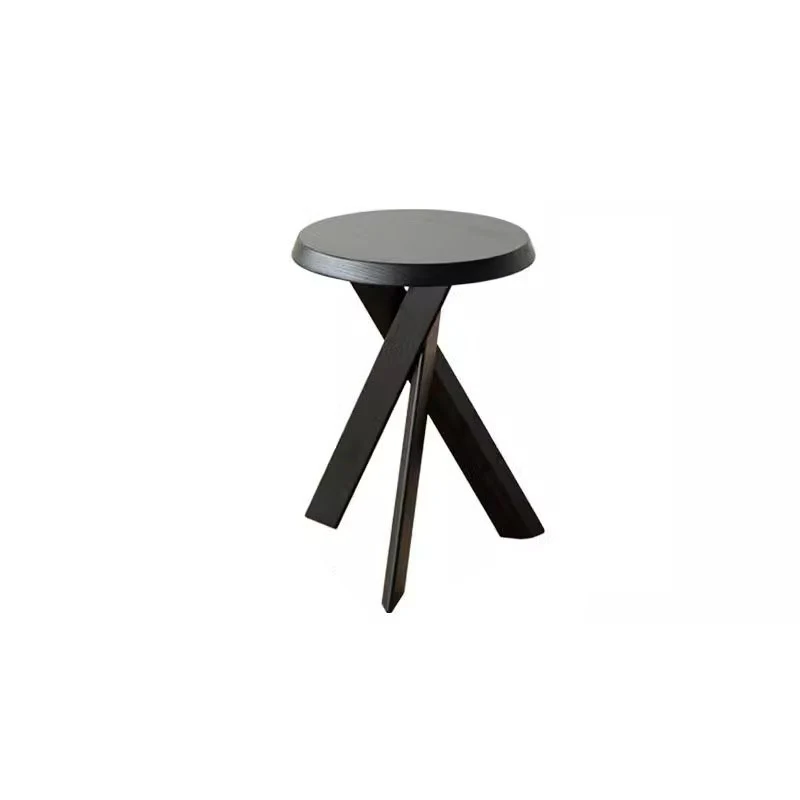 Traditional Vintage Rubberwood Round Cross Side Table 1 Tier For Living Room