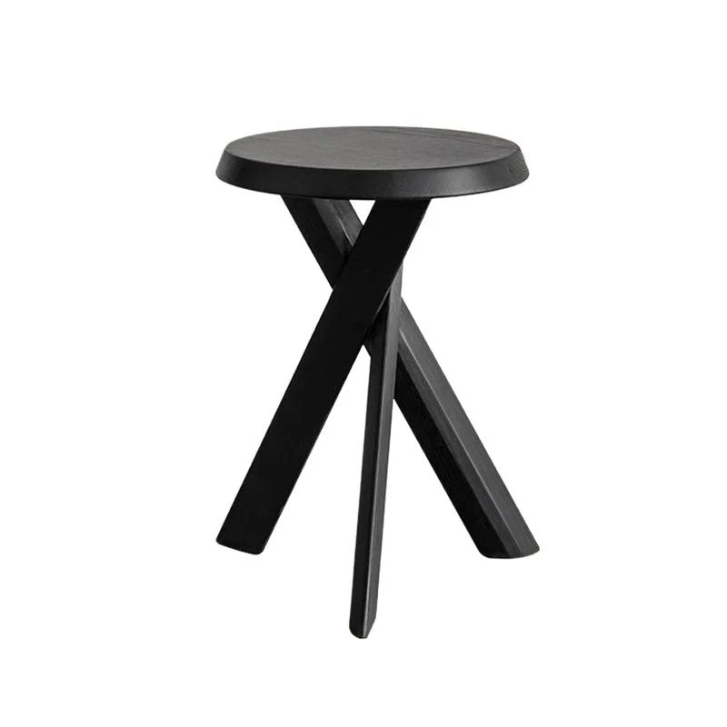 Traditional Vintage Rubberwood Round Cross Side Table 1 Tier For Living Room