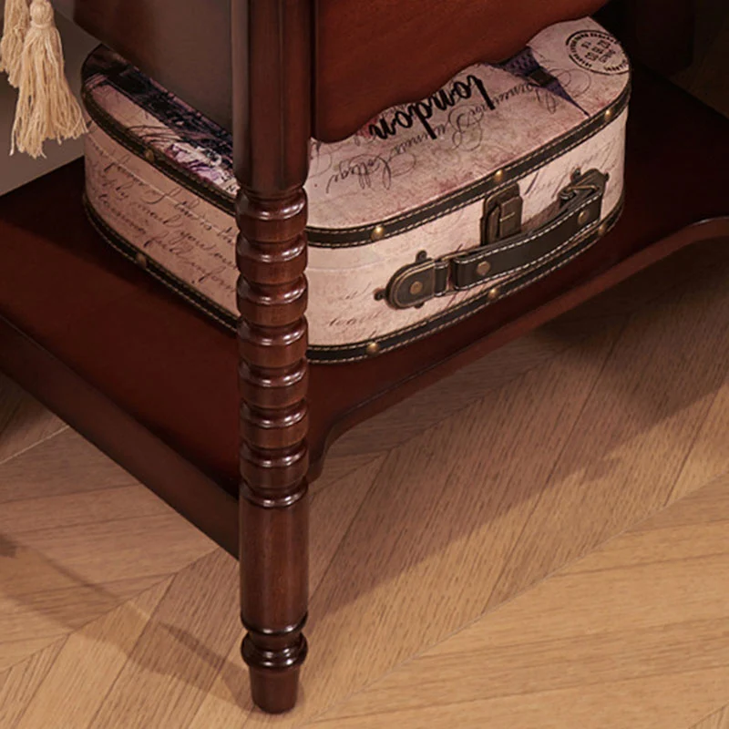 Traditional French Mahogany Wood Plywood Roman Column Square Nightstand 1 Drawer For Bedroom