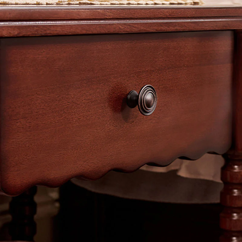 Traditional French Mahogany Wood Plywood Roman Column Square Nightstand 1 Drawer For Bedroom