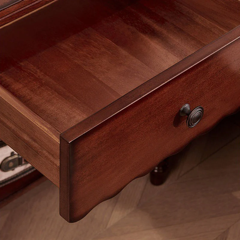Traditional French Mahogany Wood Plywood Roman Column Square Nightstand 1 Drawer For Bedroom