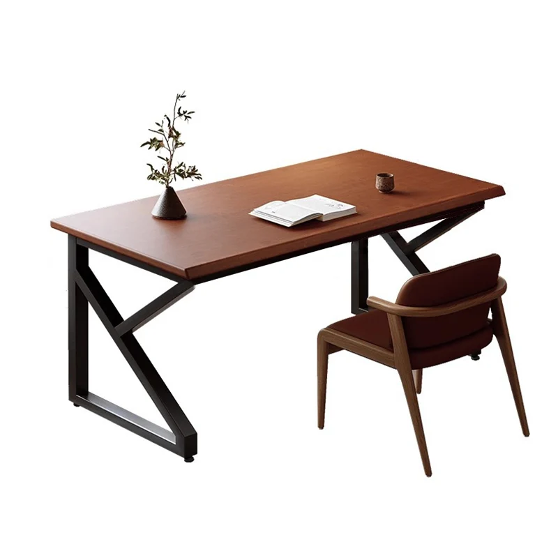 Traditional Chinese Engineered Wood Carbon Steel Rectangular K-Shaped Trapezoidal Office Desk 1 Tier For Home Office