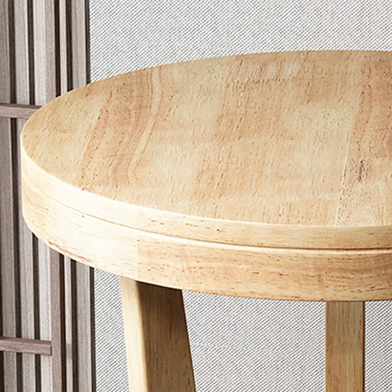 Traditional Vintage Rubberwood Round Curved Side Table 2-Tier For Living Room