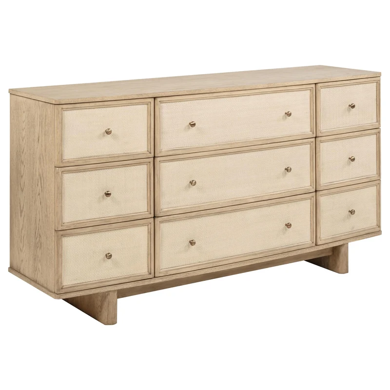Coaster Furniture Kailani 225043 9-Drawer Dresser Cabinet - Beige Oak