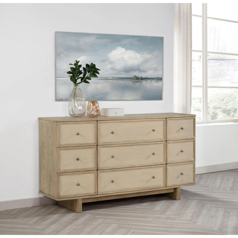 Coaster Furniture Kailani 225043 9-Drawer Dresser Cabinet - Beige Oak