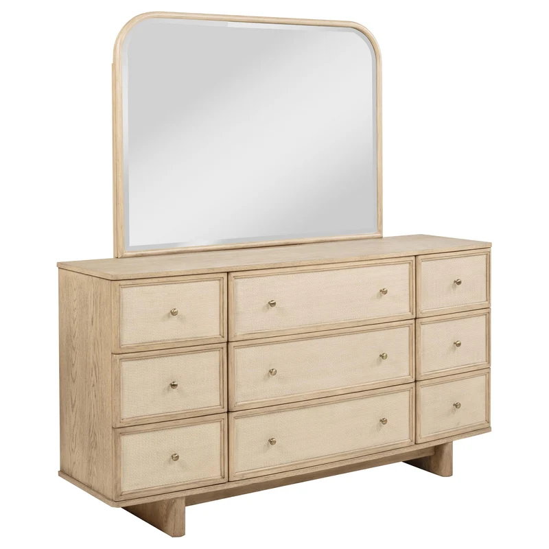 Coaster Furniture Kailani 225043M 9-Drawer Dresser and Mirror - Beige Oak