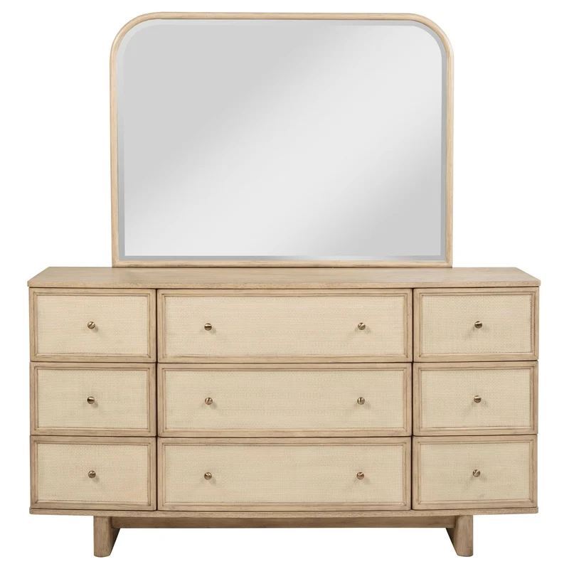 Coaster Furniture Kailani 225043M 9-Drawer Dresser and Mirror - Beige Oak
