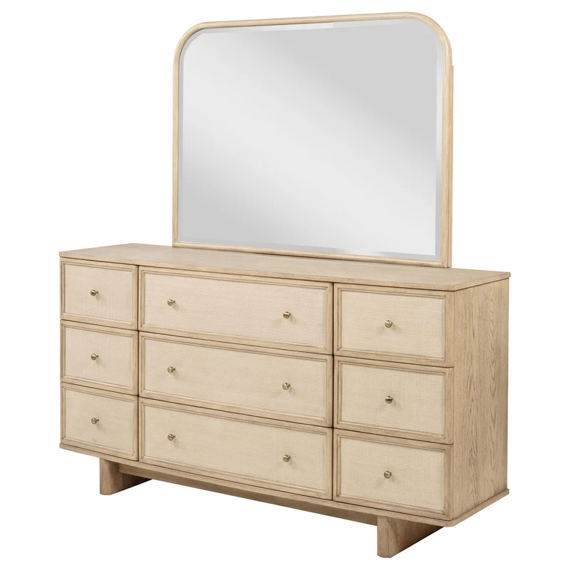 Coaster Furniture Kailani 225043M 9-Drawer Dresser and Mirror - Beige Oak