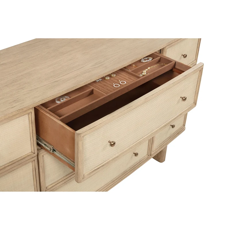 Coaster Furniture Kailani 225043M 9-Drawer Dresser and Mirror - Beige Oak