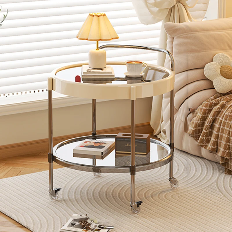 Modern Minimalist Round & Oval PET ABS Stainless Steel Movable Side Table 2/3-Tier For Living Room