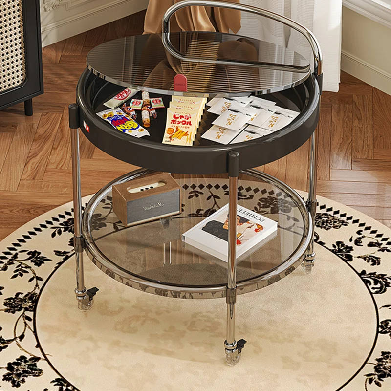 Modern Minimalist Round & Oval PET ABS Stainless Steel Movable Side Table 2/3-Tier For Living Room