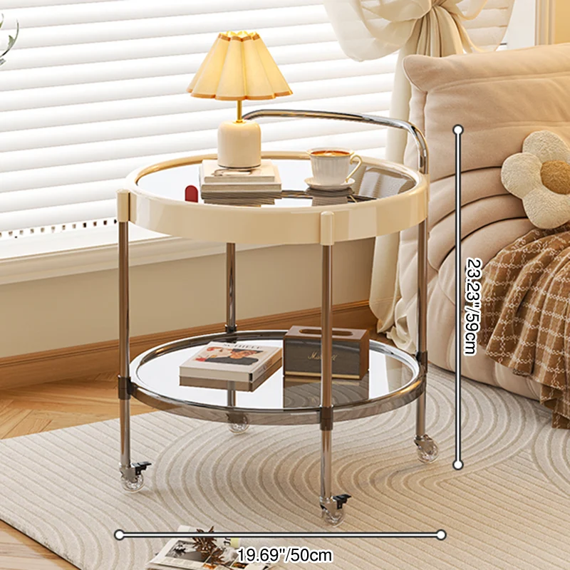 Modern Minimalist Round & Oval PET ABS Stainless Steel Movable Side Table 2/3-Tier For Living Room