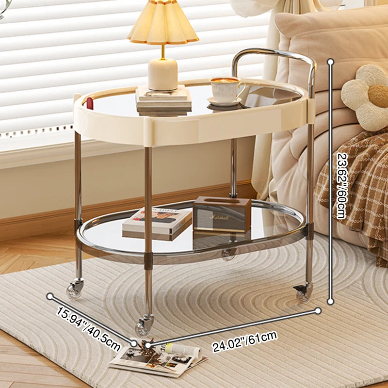 Modern Minimalist Round & Oval PET ABS Stainless Steel Movable Side Table 2/3-Tier For Living Room