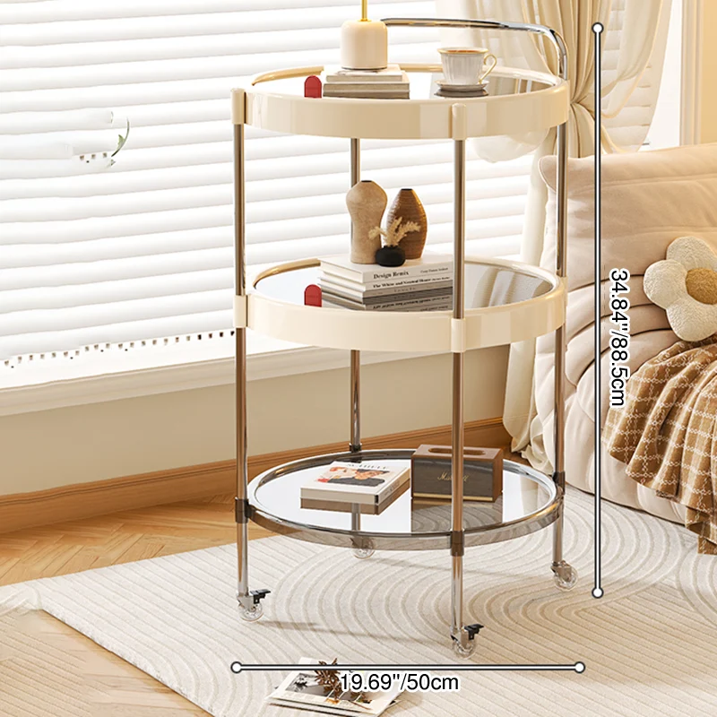 Modern Minimalist Round & Oval PET ABS Stainless Steel Movable Side Table 2/3-Tier For Living Room