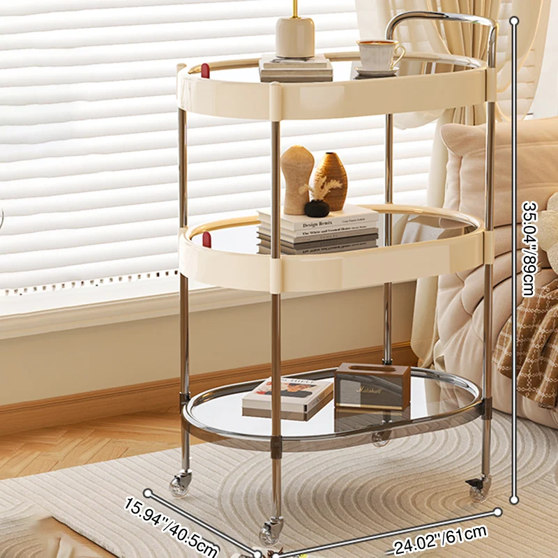 Modern Minimalist Round & Oval PET ABS Stainless Steel Movable Side Table 2/3-Tier For Living Room