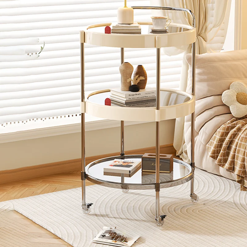 Modern Minimalist Round & Oval PET ABS Stainless Steel Movable Side Table 2/3-Tier For Living Room