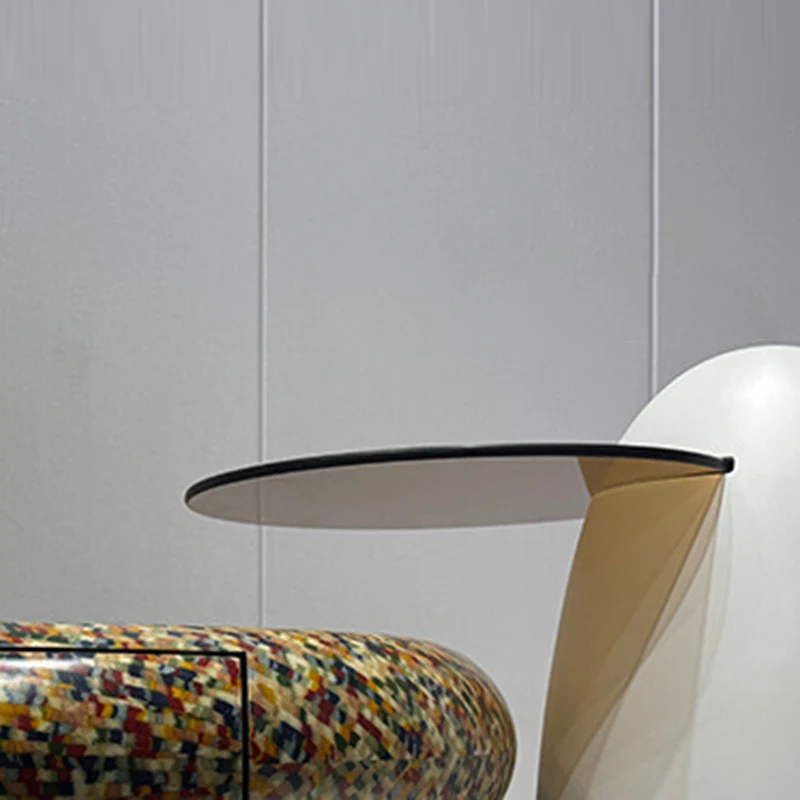 Modern Luxury Round Fiberglass Glass Side Table For Living Room