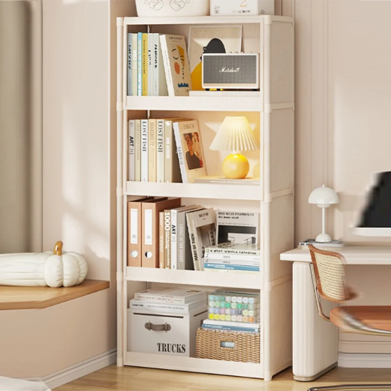 Modern Minimalist Rectangular Non-woven Fabric PET Carbon Steel Bookshelves 3/4-Tier For Living Room