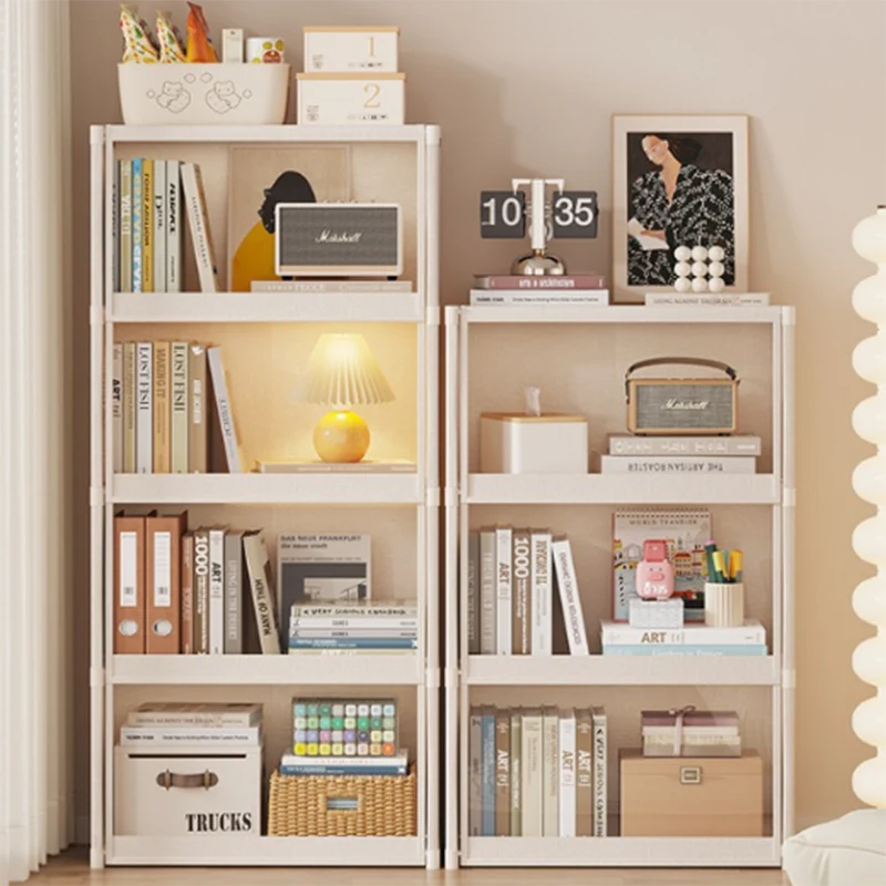 Modern Minimalist Rectangular Non-woven Fabric PET Carbon Steel Bookshelves 3/4-Tier For Living Room