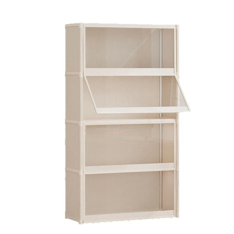 Modern Minimalist Rectangular Non-woven Fabric PET Carbon Steel Bookshelves 3/4-Tier For Living Room