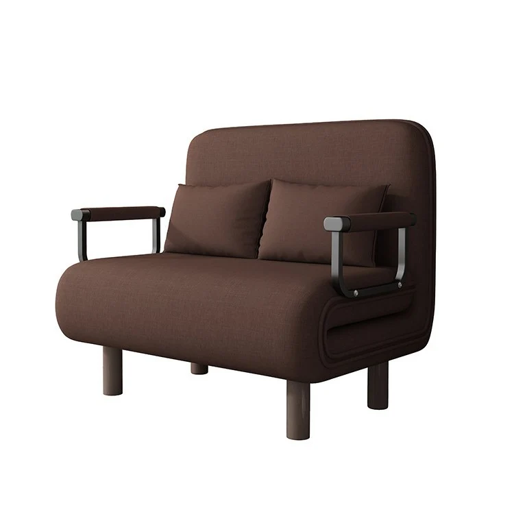 Modern Minimalist Curved Carbon Steel Sponge Linen Solid Wood Accent Chair Backrest Armrest For Living Room