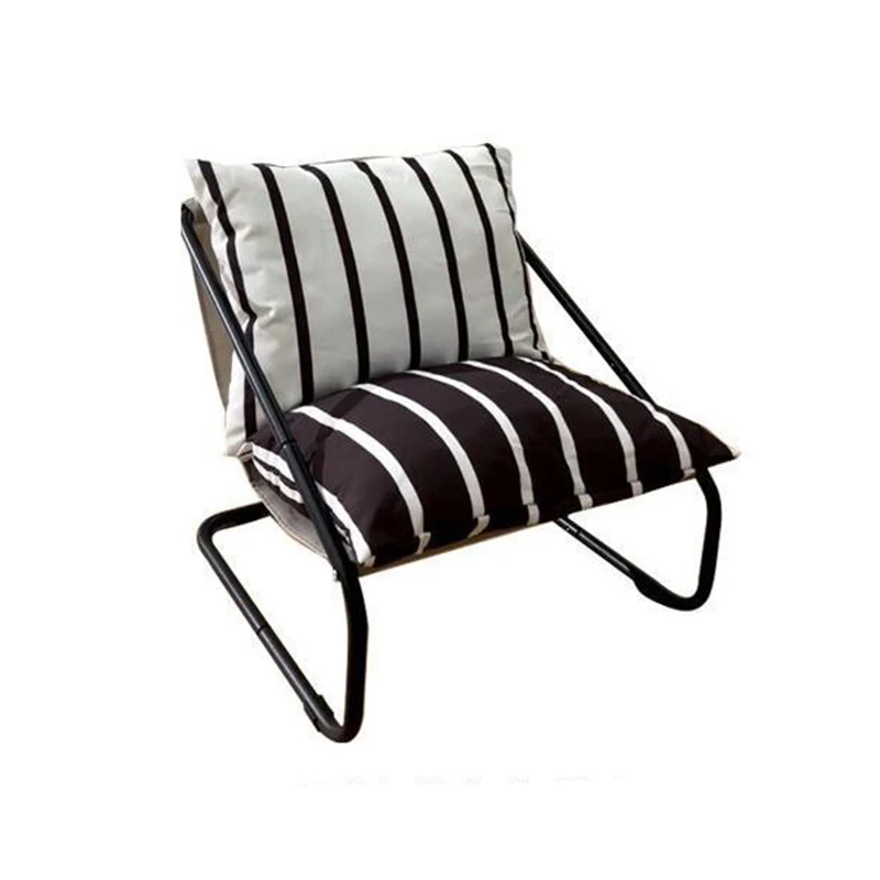 Modern Minimalist Curved Metal PP Cotton Fabric Accent Chair Backrest Armrest For Living Room