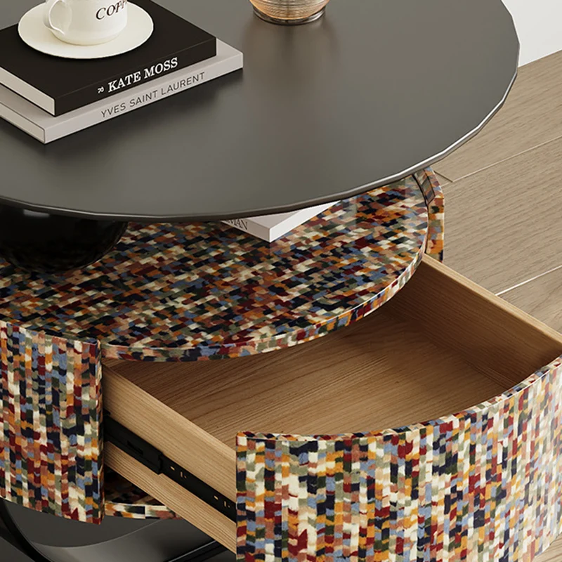 Modern Luxury Round Plywood Nightstand 1-Drawer For Bedroom