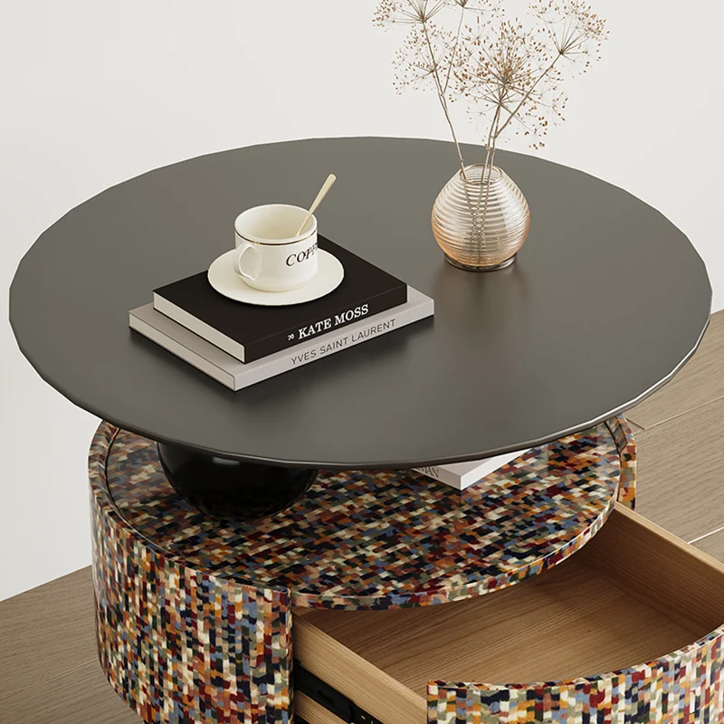 Modern Luxury Round Plywood Nightstand 1-Drawer For Bedroom