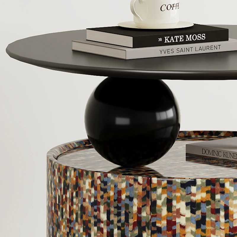 Modern Luxury Round Plywood Nightstand 1-Drawer For Bedroom