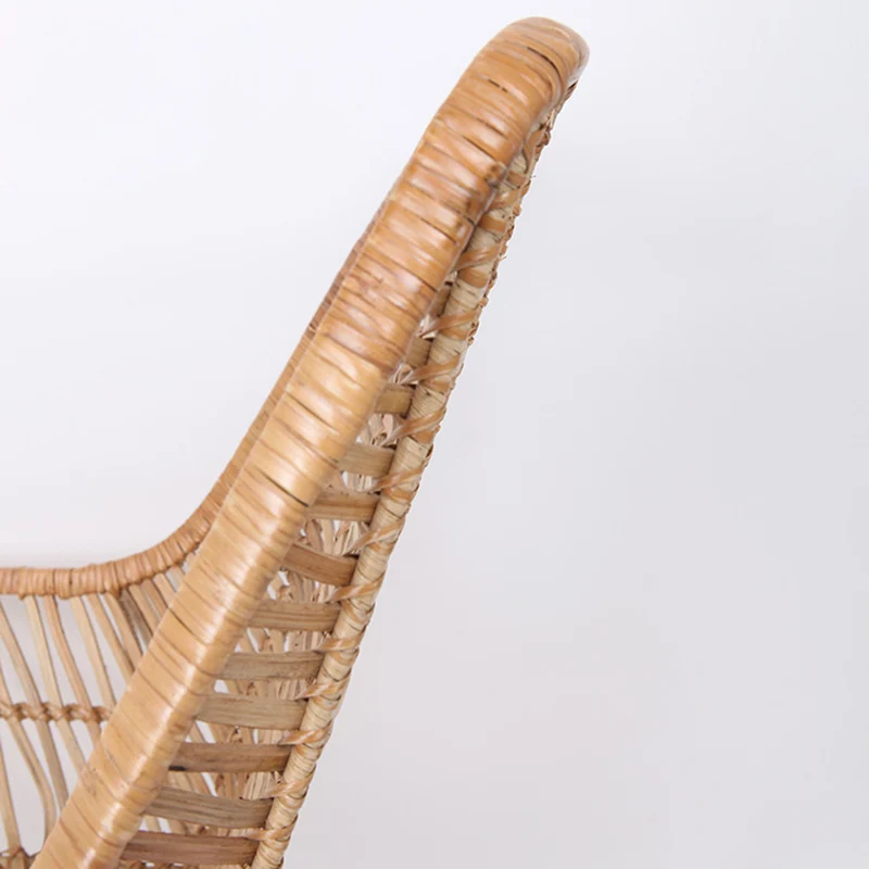 Ergonomic Natural Rattan Armchair - Rust-Proof Iron Frame Cool Seating Chair For Living Room